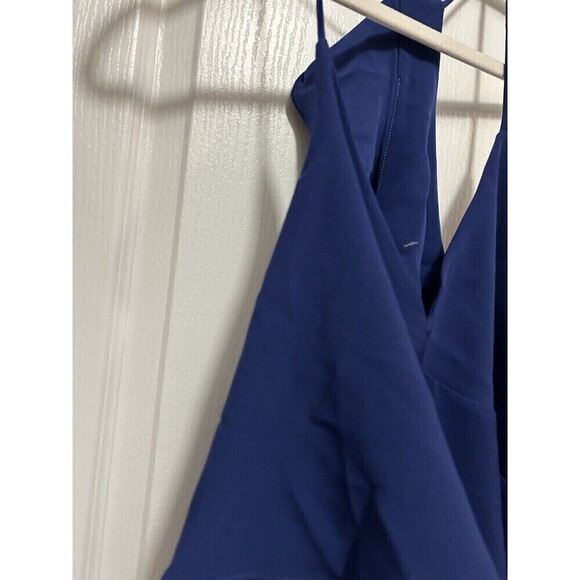 A by Amanda Uprichard Cascading Ruffle Dress in Blue Women’s Size M Sleeveless - Picture 9 of 15